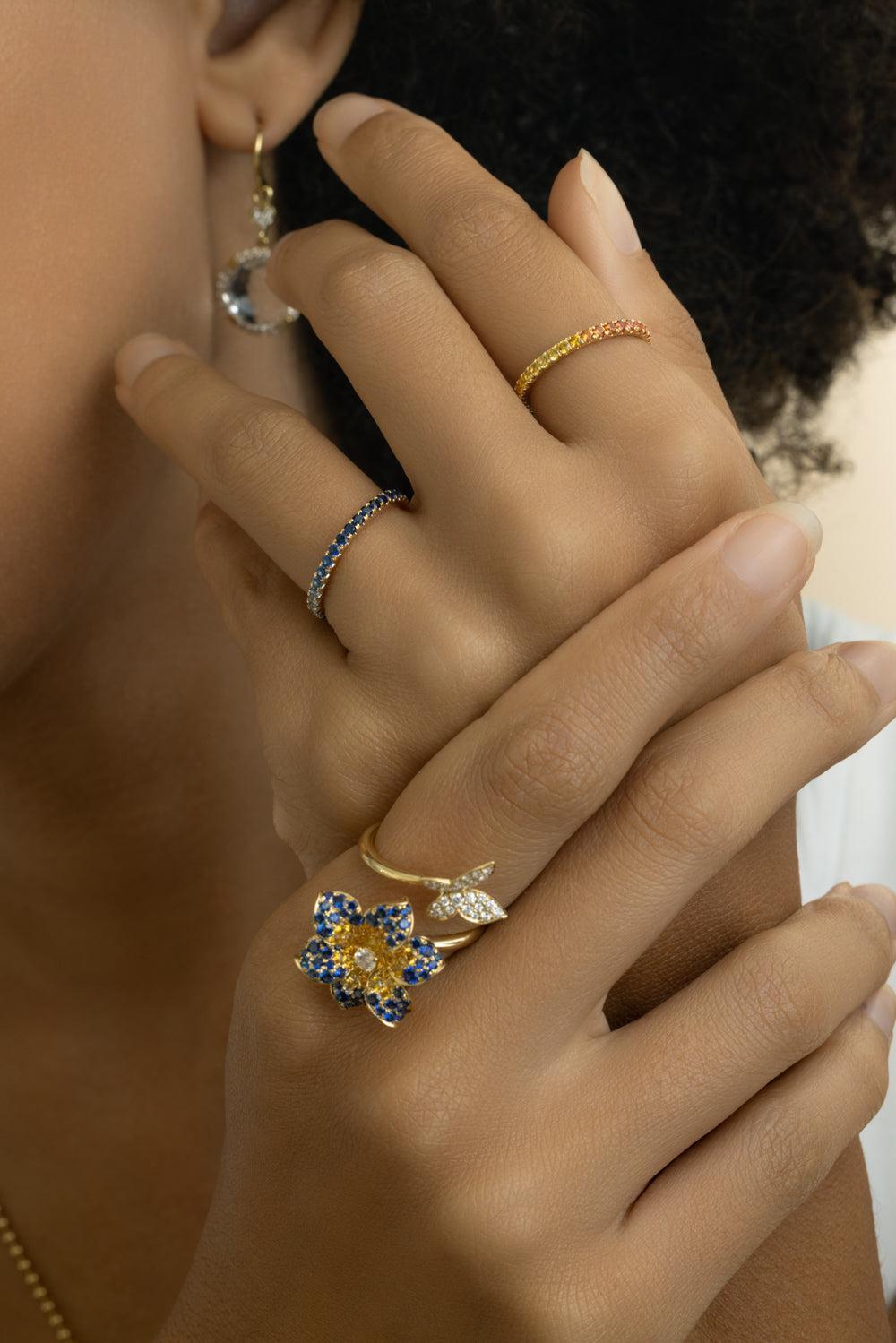 Rainbow Sapphire Skinny Band Ring-ROSE GOLD-5.75-JEWELRYFINE JEWELRING-LISA NIK