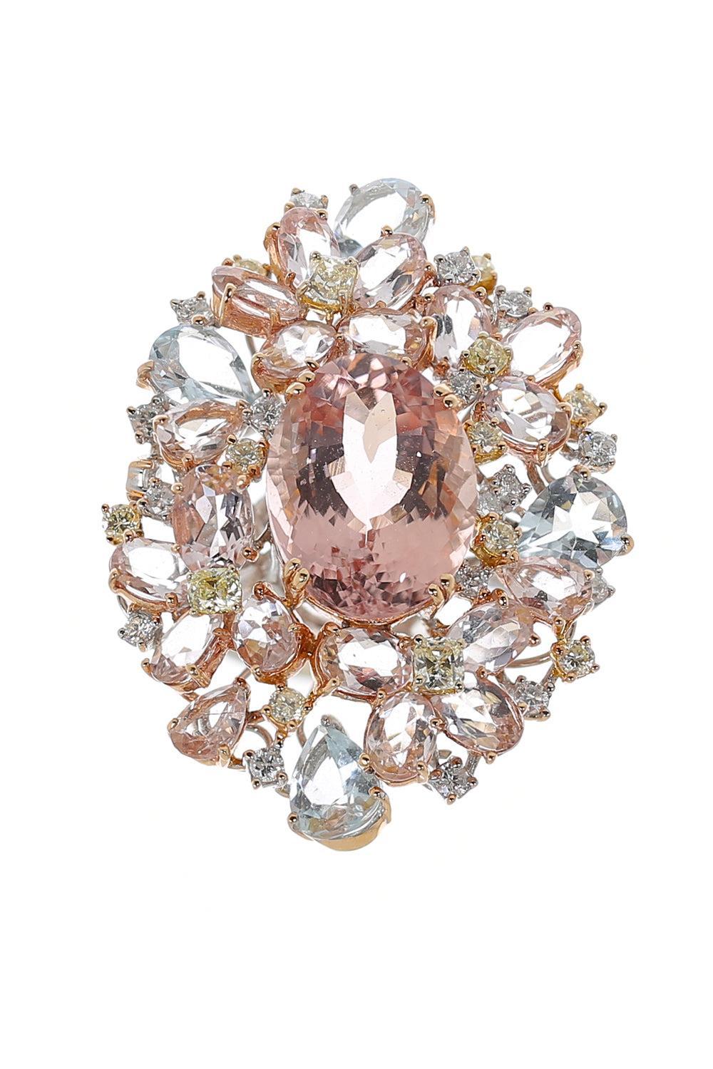 Diamond Morganite Aquamarine Ring-ROSE GOLD-6.25-JEWELRYFINE JEWELRING-ALEXANDER LAUT