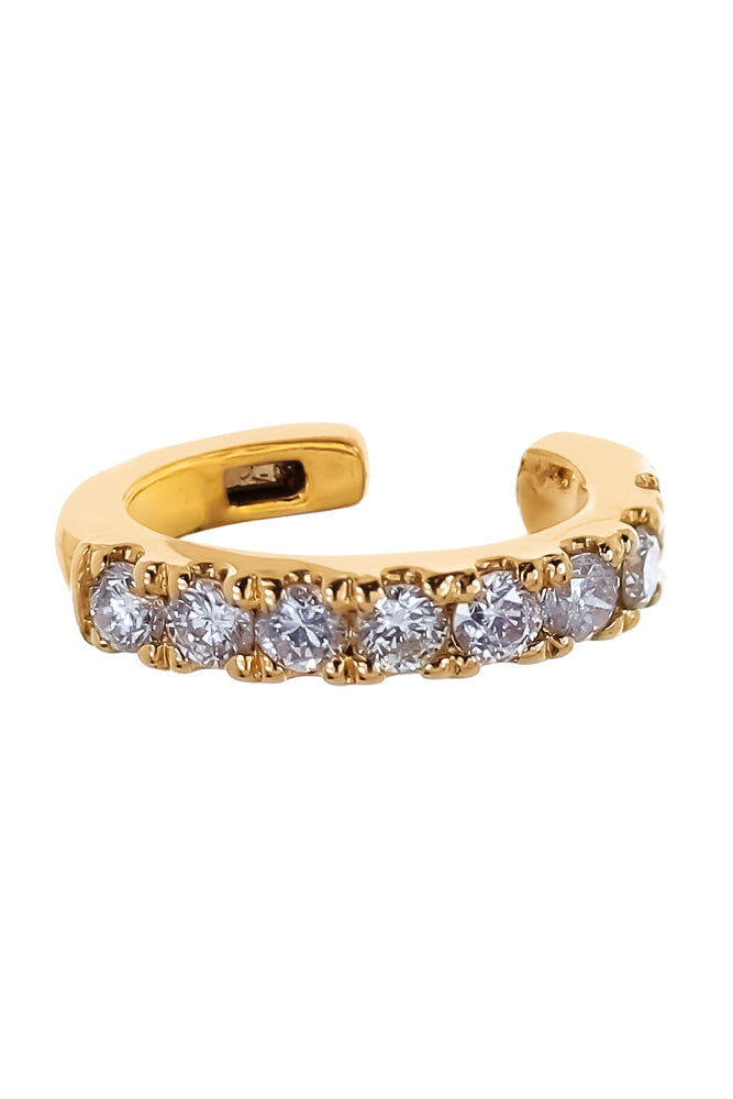 Diamond Single Row Ear Cuff - Yellow Gold