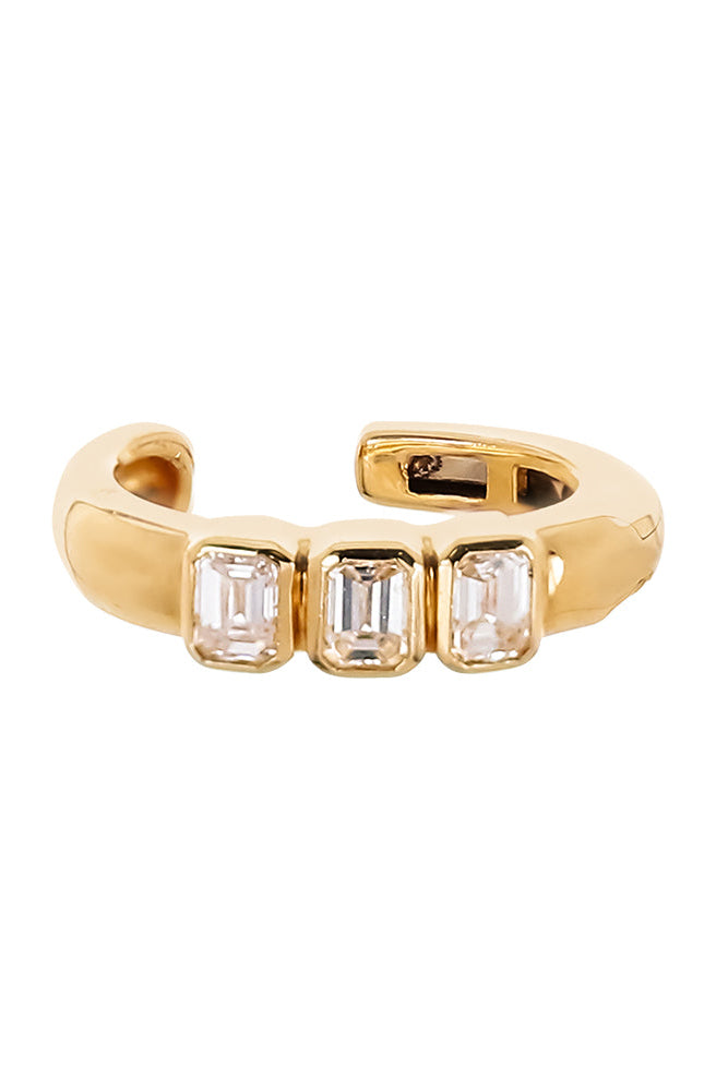 Three Diamond Single Row Ear Cuff