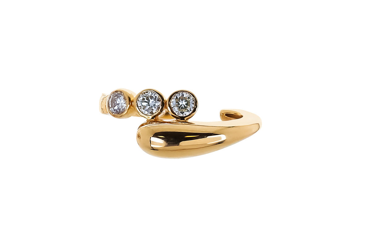 Diamond Round Bezel Crossover Ear cuff