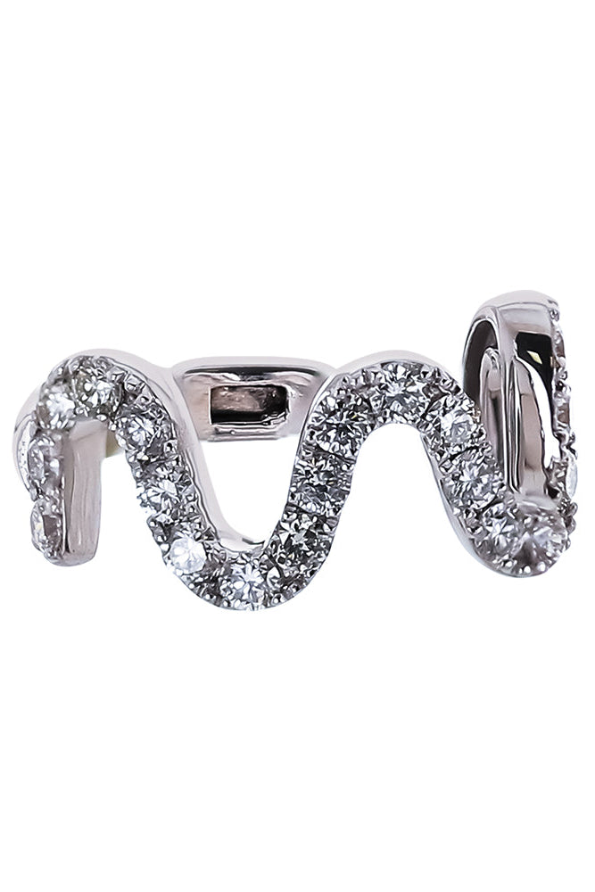 Diamond Wave Ear Cuff - White Gold