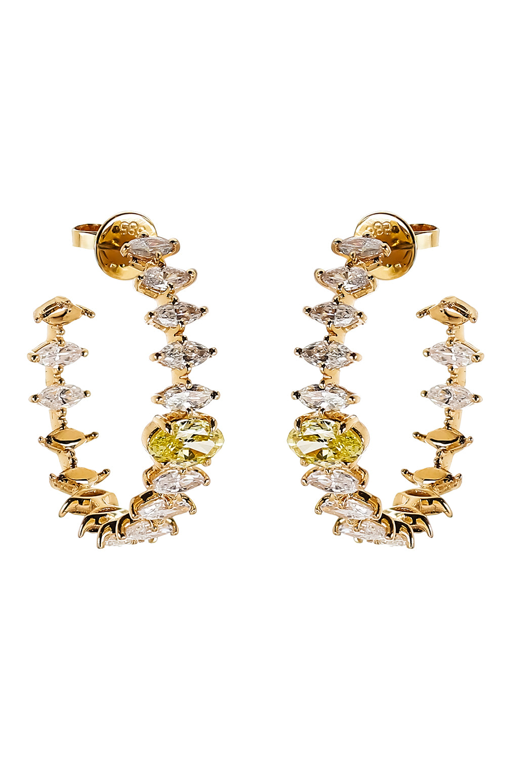 Diamond Two Tone Hoop Earrings