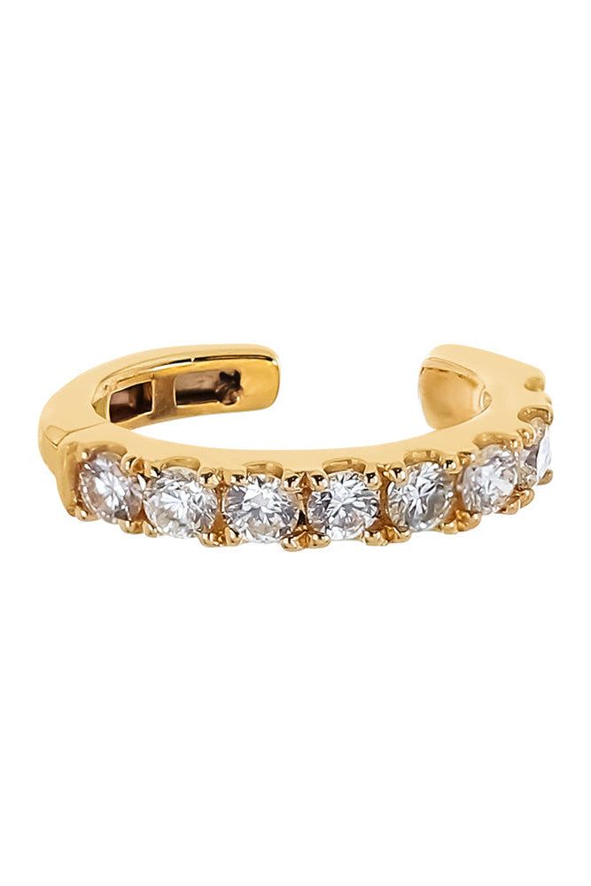 Diamond Round Single Row Ear Cuff