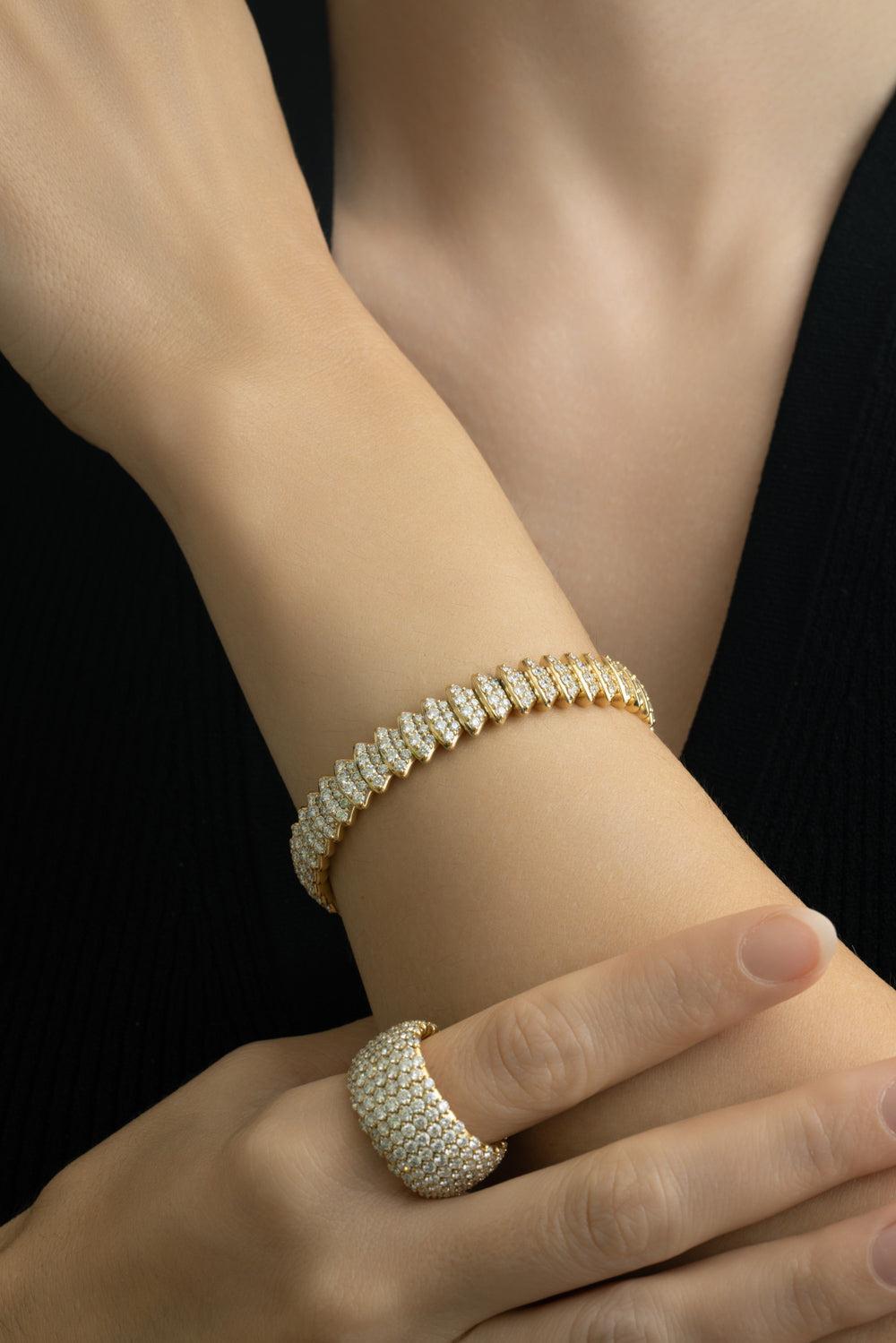 Diamond Multi Element Stretch Bracelet - Yellow Gold-YELLOW GOLD-JEWELRYFINE JEWELBRACELET O-ZYDO