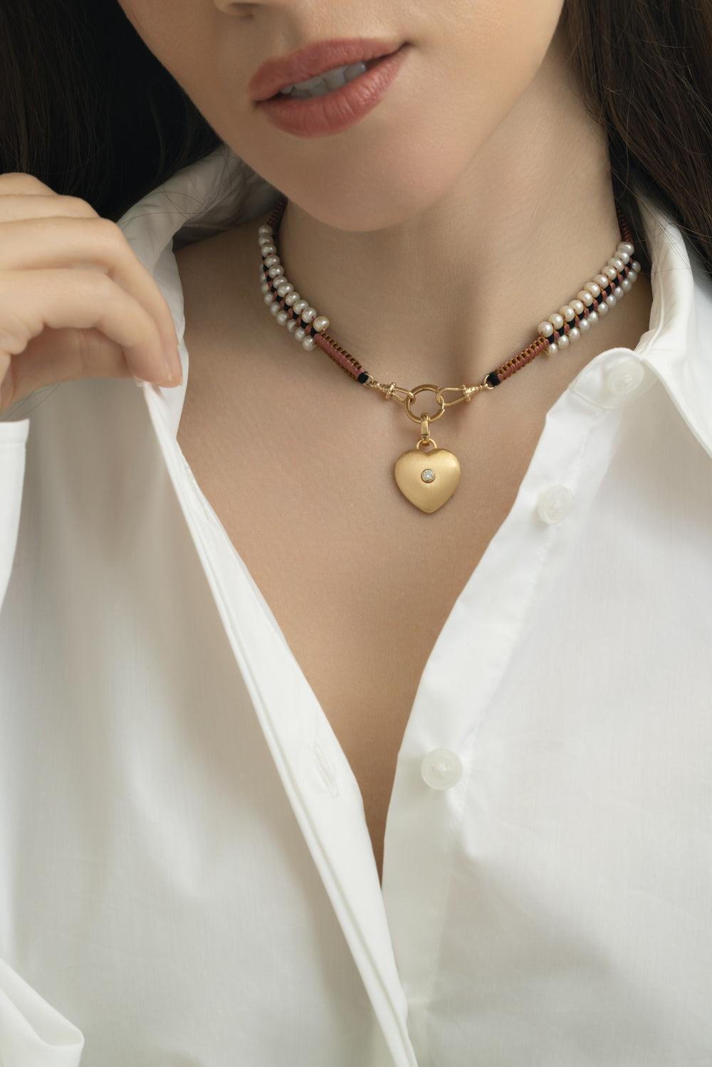 Diamond Heart Pendant-YELLOW GOLD-JEWELRYFINE JEWELPENDANT-MARIE LICHTENBERG