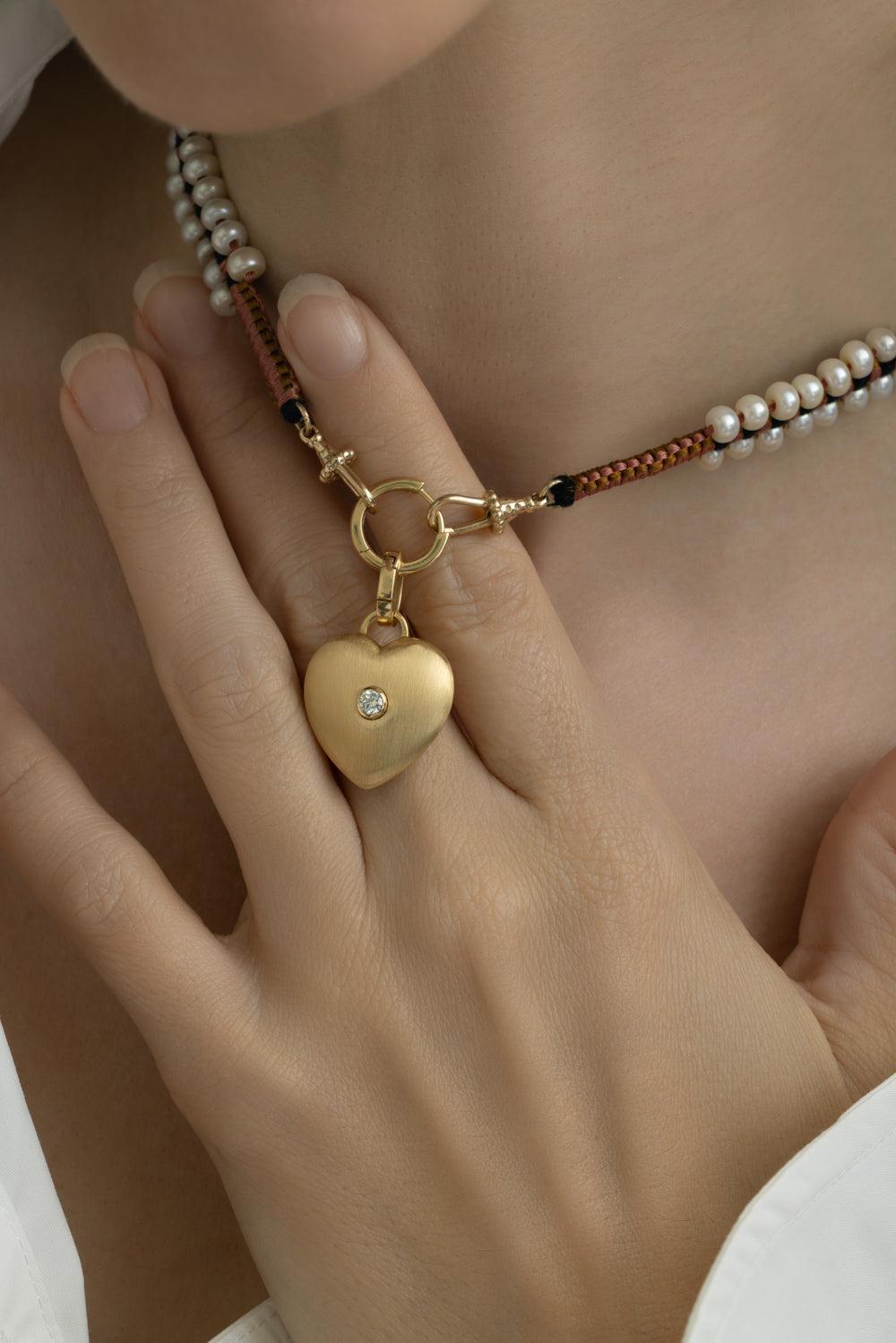 Diamond Heart Pendant-YELLOW GOLD-JEWELRYFINE JEWELPENDANT-MARIE LICHTENBERG