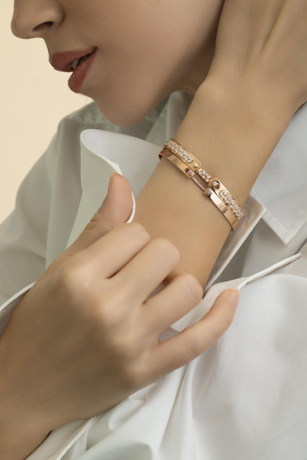 Baby Pink Mood Bangle Bracelet - Rose Gold-ROSE GOLD-16-JEWELRYFINE JEWELBRACELET O-NOUVEL HERITAGE
