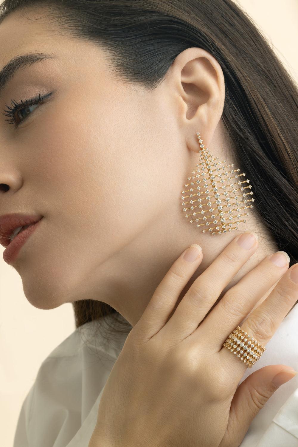 Diamond Disco Medium Earrings-YELLOW GOLD-JEWELRYFINE JEWELEARRING-FERNANDO JORGE