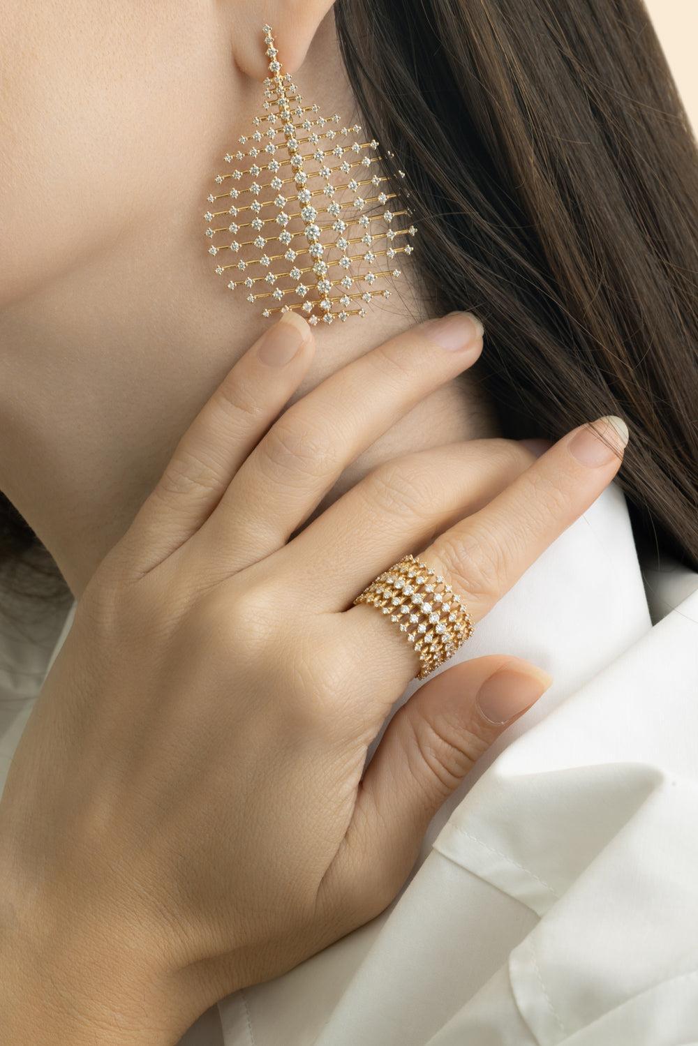 Diamond Disco Wide Band Ring-YELLOW GOLD-6.75-JEWELRYFINE JEWELRING-FERNANDO JORGE