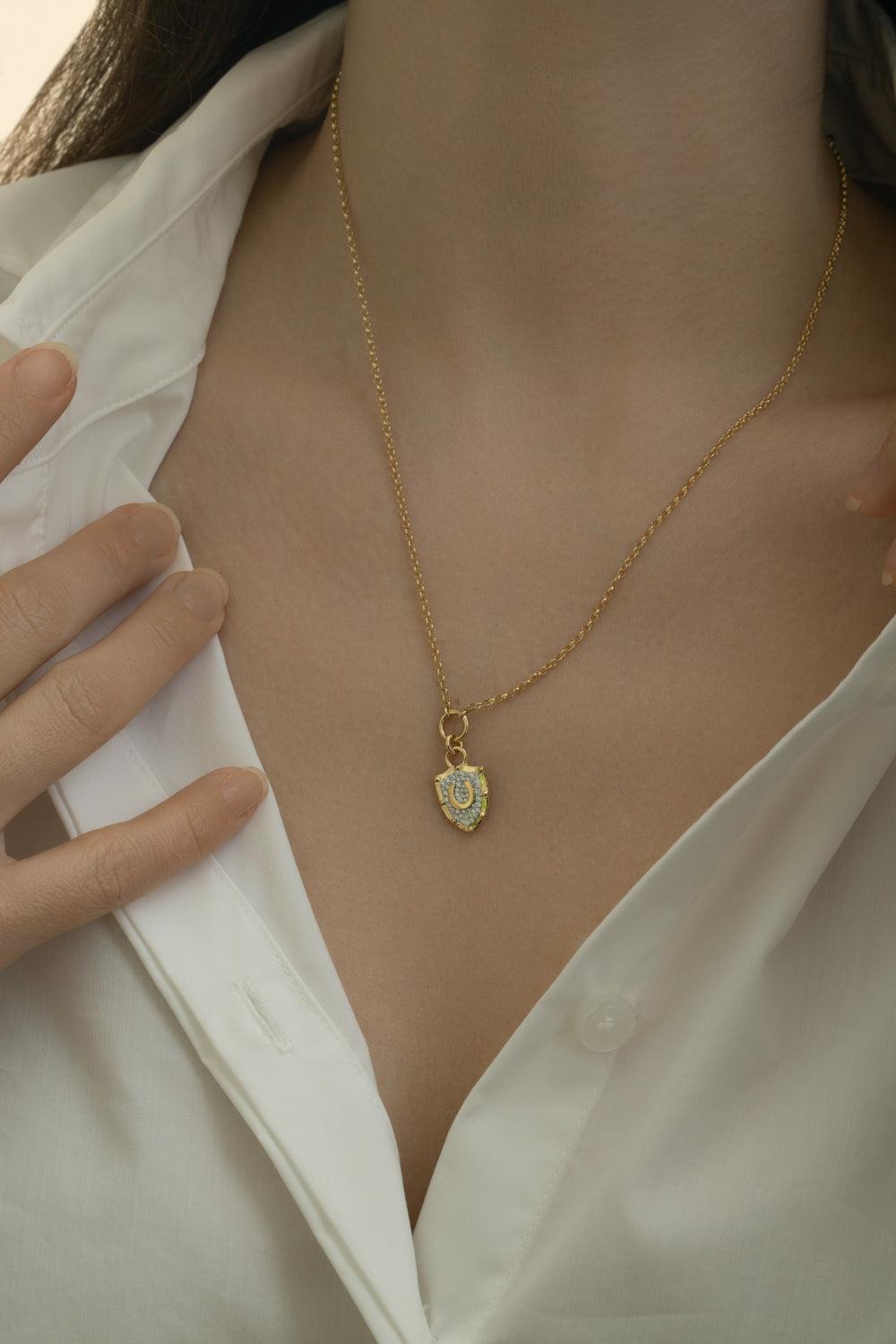 Horseshoe Protection Fine Belcher Necklace-YELLOW GOLD-JEWELRYFINE JEWELNECKLACE O-FOUNDRAE