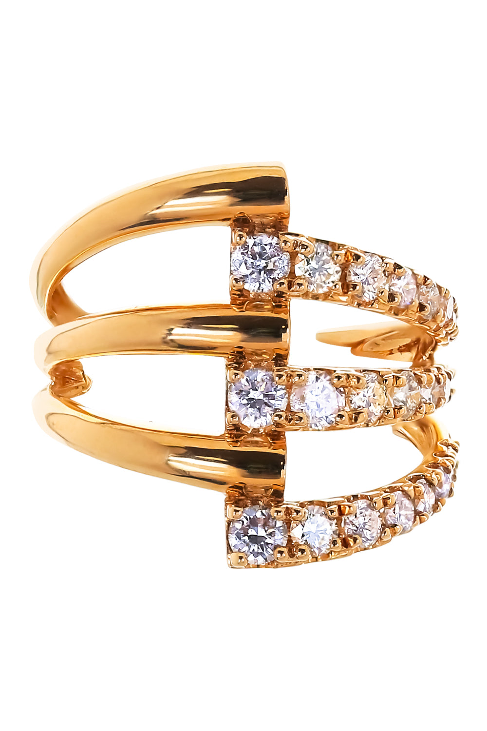 Diamond Six Row Half And Half Ring