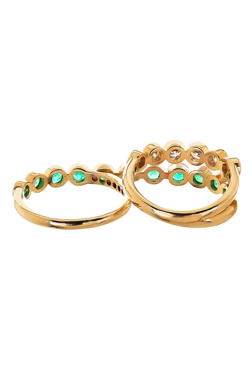 Emerald Diamond Two Finger Ring