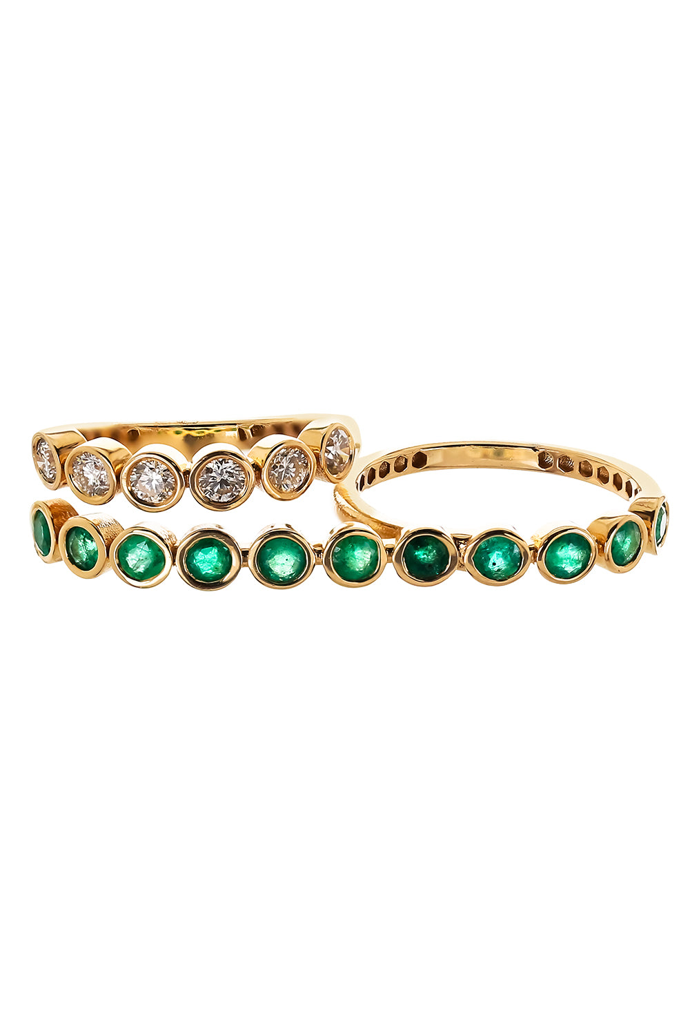 Emerald Diamond Two Finger Ring
