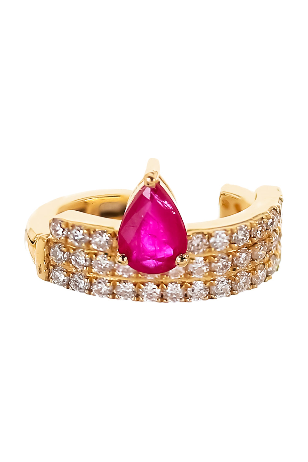Diamond Ruby Triple Row Ear Cuff