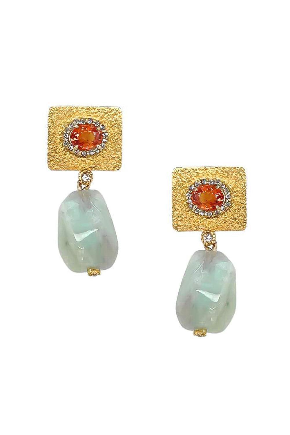 Orange Sapphire Opal Earrings-YELLOW GOLD-JEWELRYFINE JEWELEARRING-COOMI