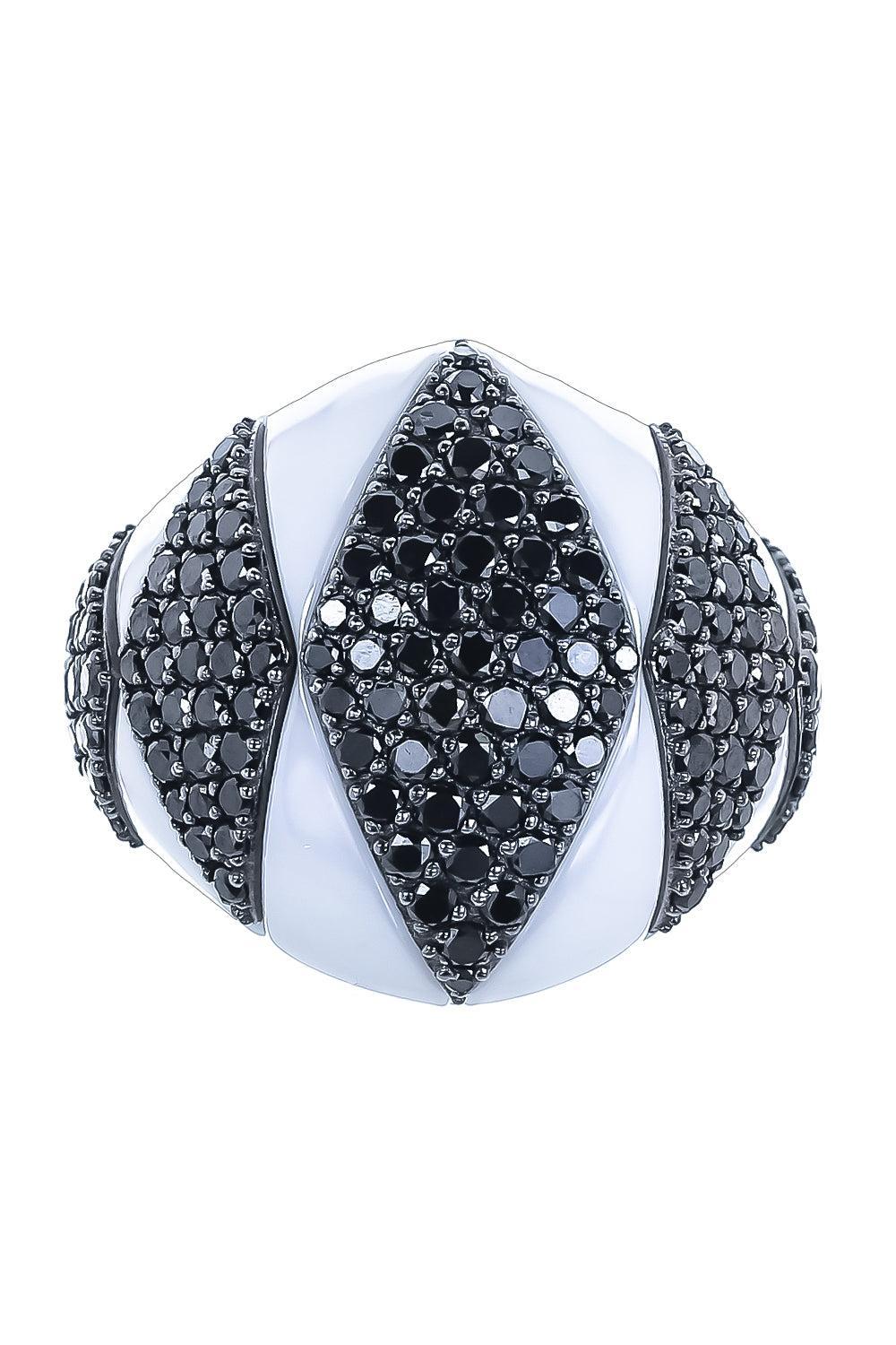 Five Black Diamond White Ring-WHITE GOLD-5-JEWELRYFINE JEWELRING-ROBERTO DEMEGLIO
