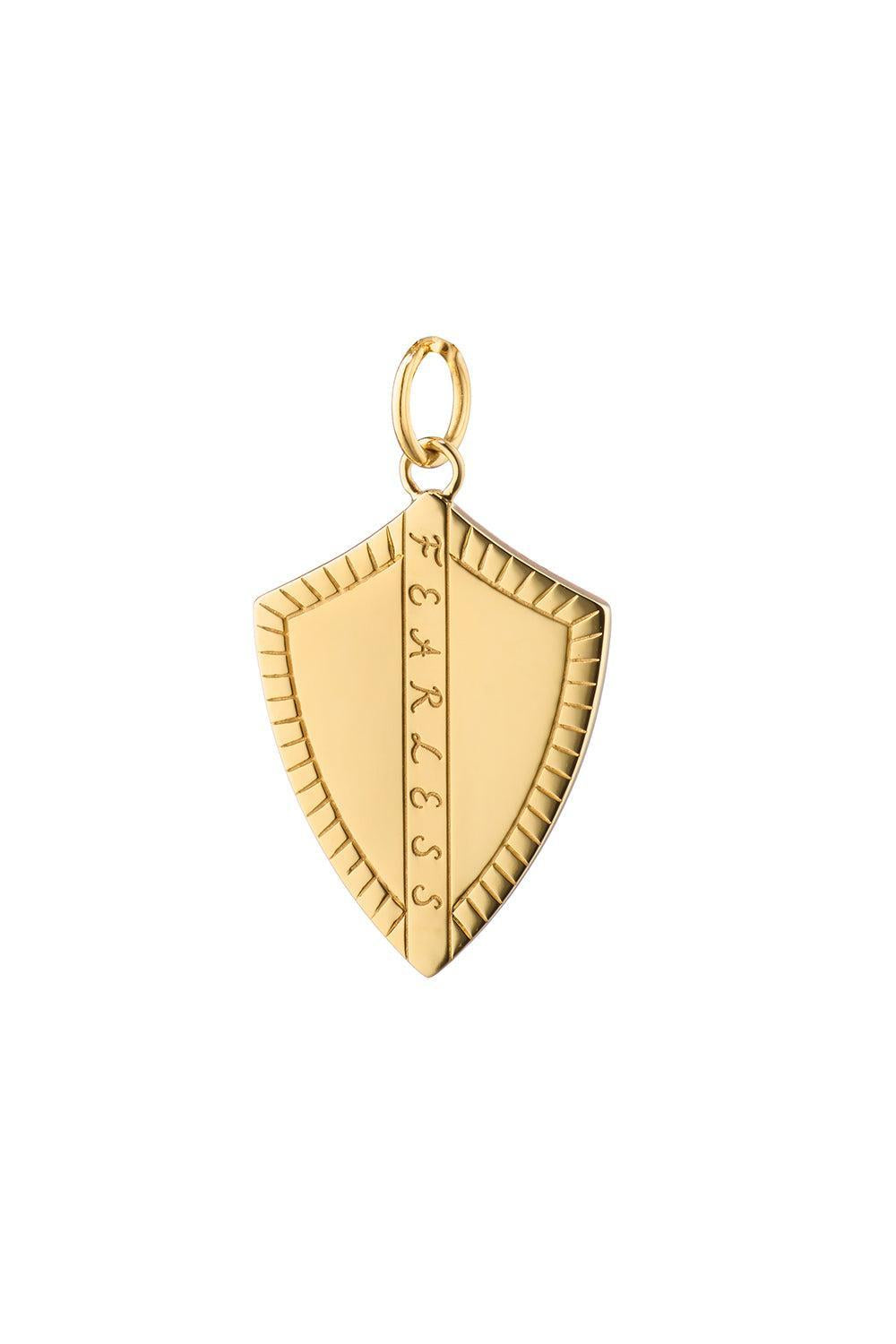 Diamond "Fearless" Shield Pendant-YELLOW GOLD-JEWELRYFINE JEWELPENDANT-MONICA RICH KOSANN