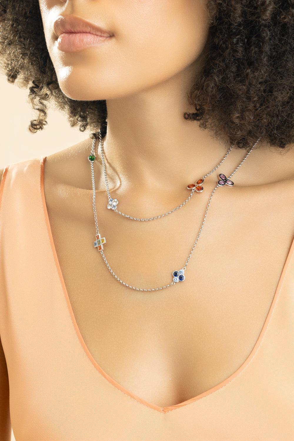 Mixed Sapphire Station Necklace-WHITE GOLD-JEWELRYFINE JEWELNECKLACE O-ALEXANDER LAUT