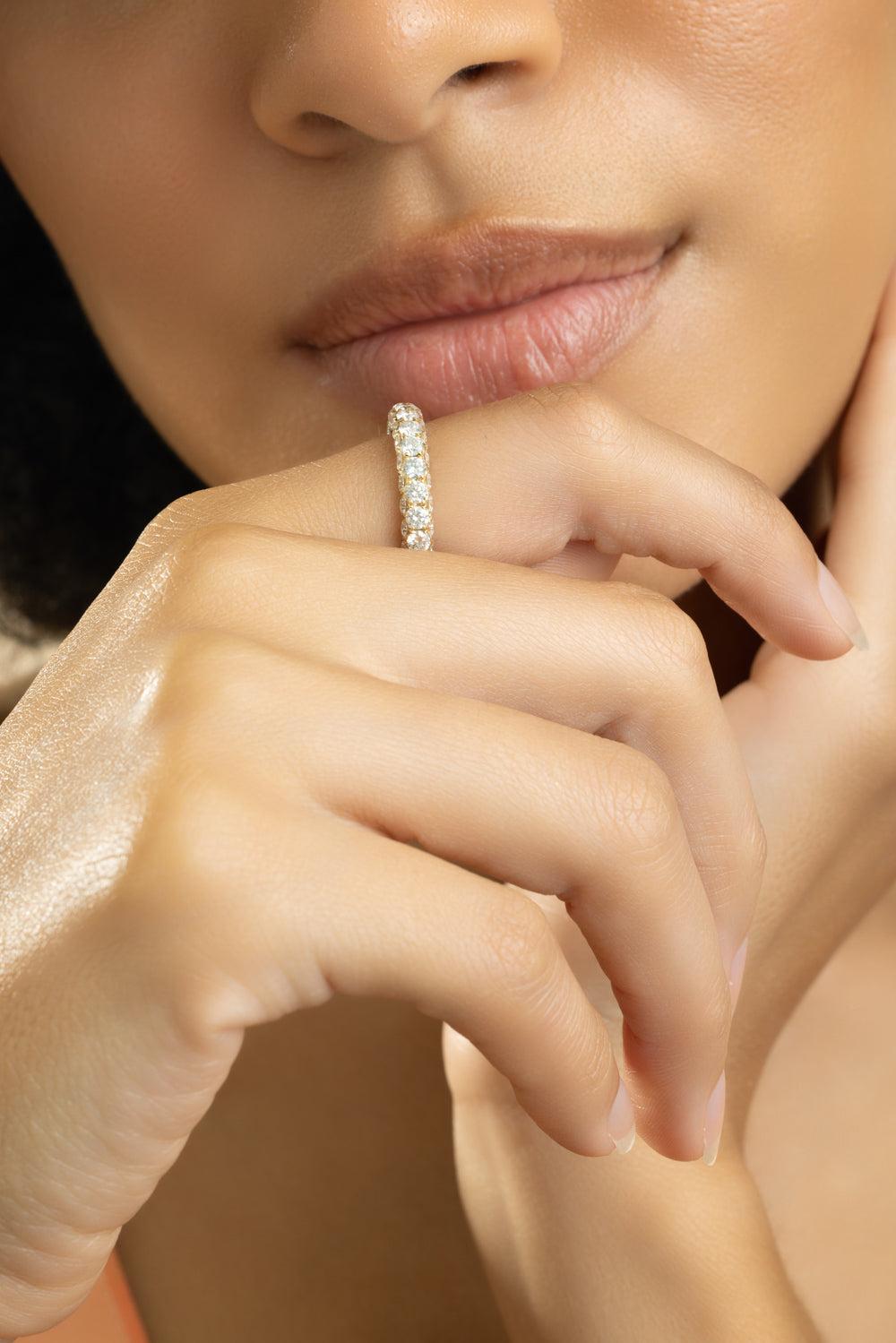 Diamond 3 Sided Band Ring-YELLOW GOLD-7-JEWELRYFINE JEWELRING-GRAZIELA