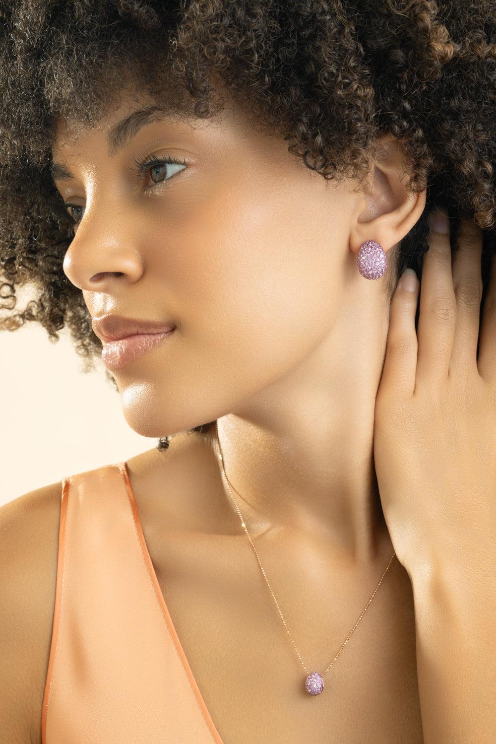 Pink Sapphire Bahia Statement Earrings-ROSE GOLD-JEWELRYFINE JEWELEARRING-GRAZIELA