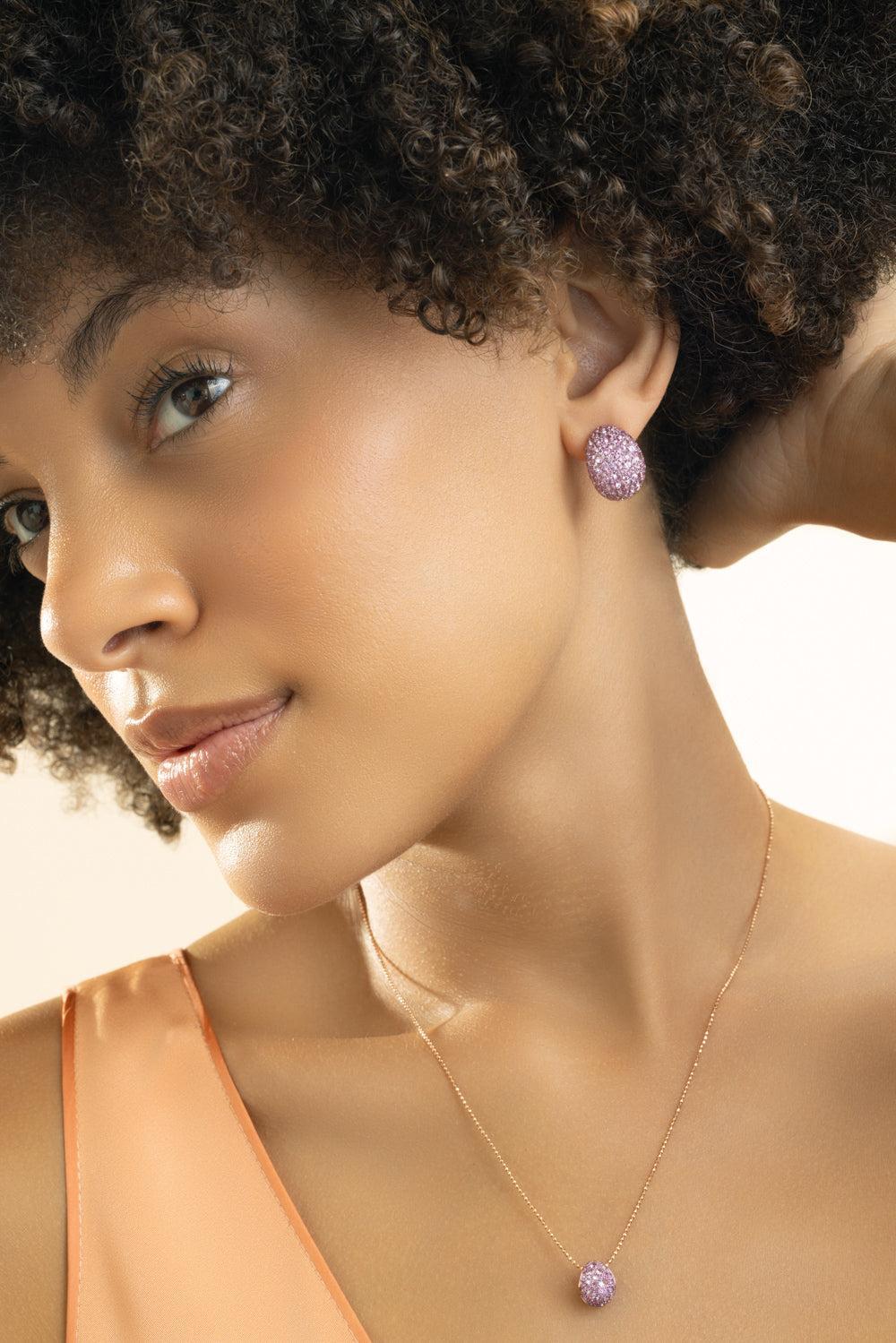 Pink Sapphire Bahia Statement Earrings-ROSE GOLD-JEWELRYFINE JEWELEARRING-GRAZIELA