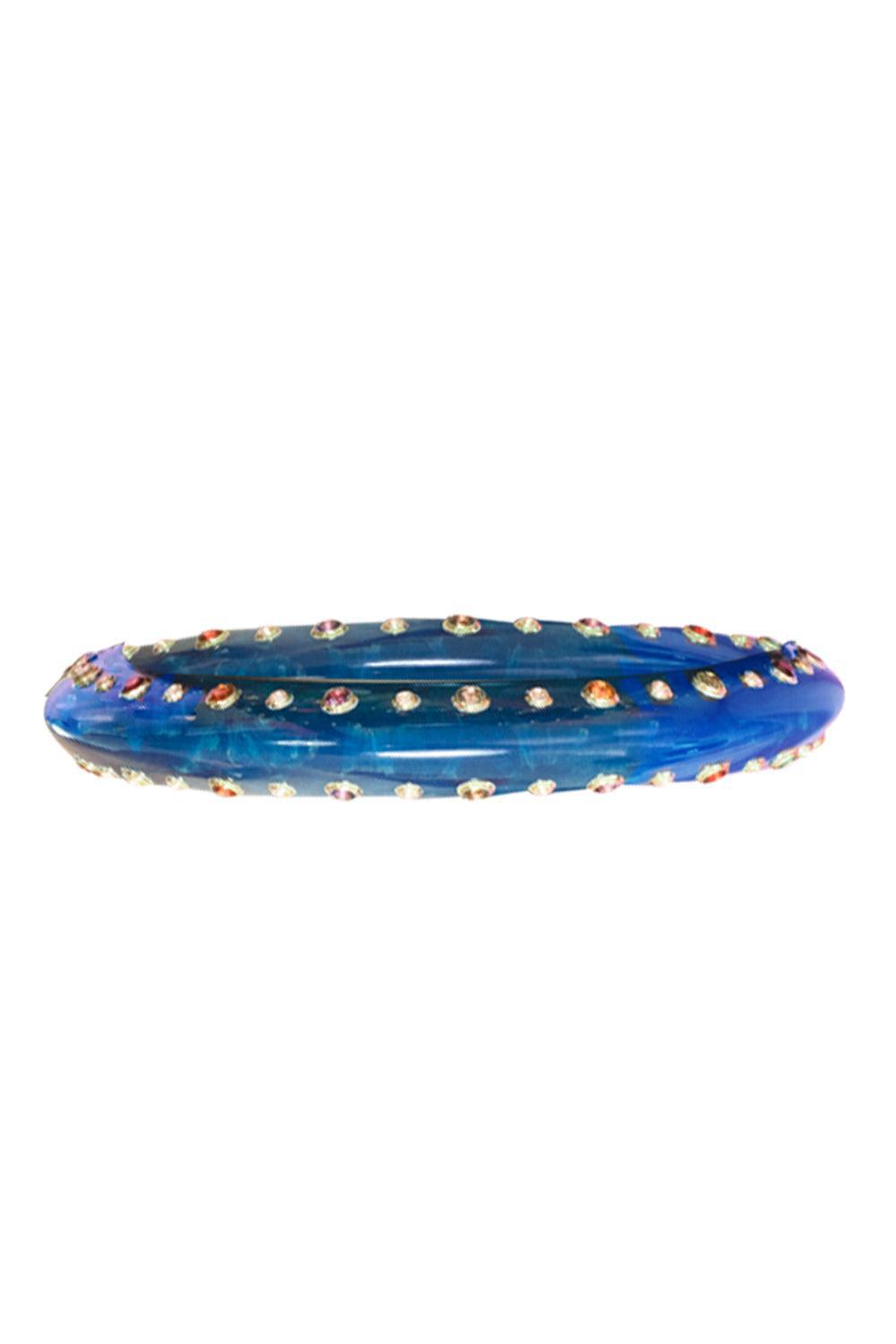 Small Blue Bakelite Bangle Bracelet-YELLOW GOLD-JEWELRYFINE JEWELBRACELET O-MARK DAVIS