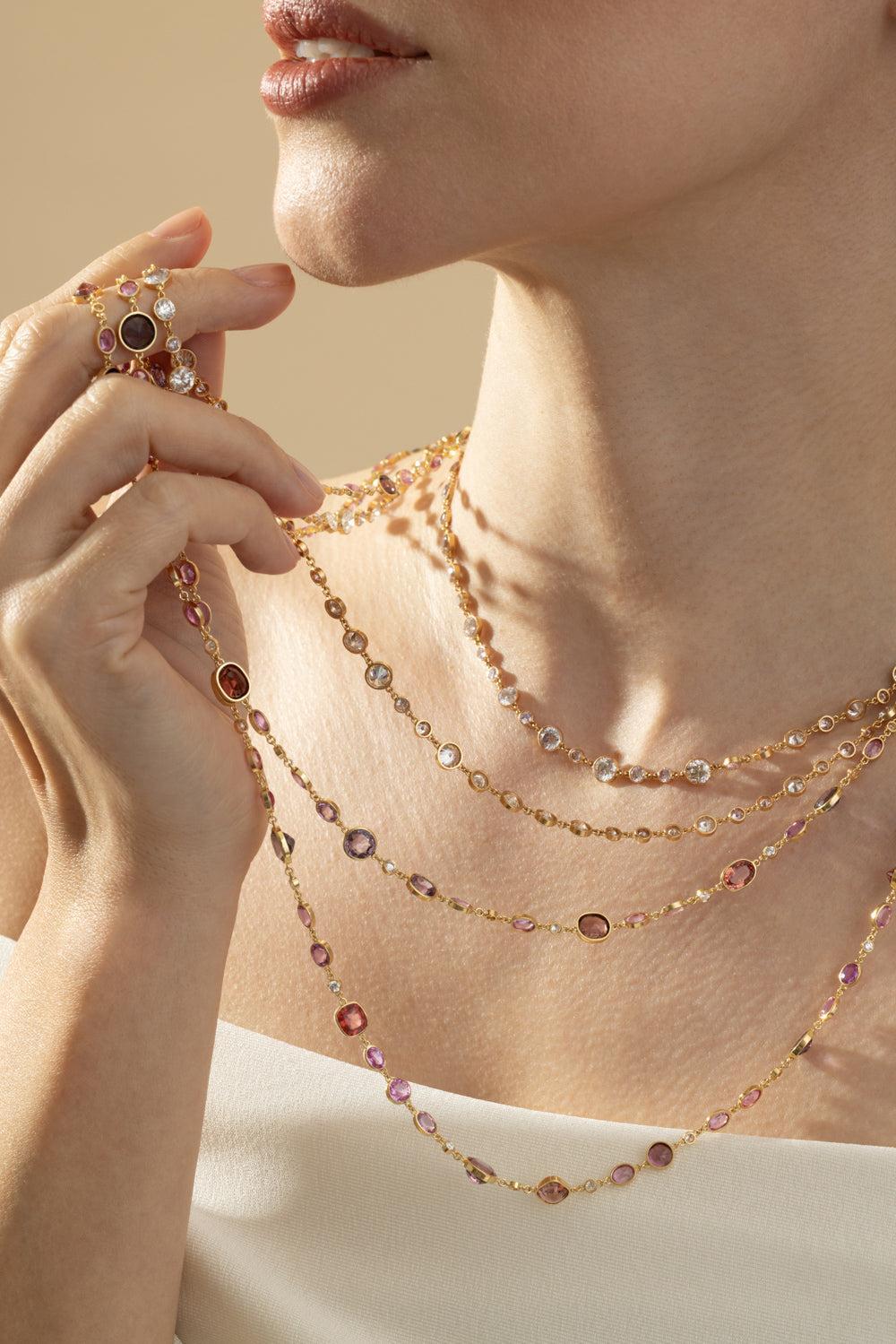 Sapphire Spinel Diamond Opera Chain-YELLOW GOLD-28.5-JEWELRYFINE JEWELNECKLACE O-CICADA