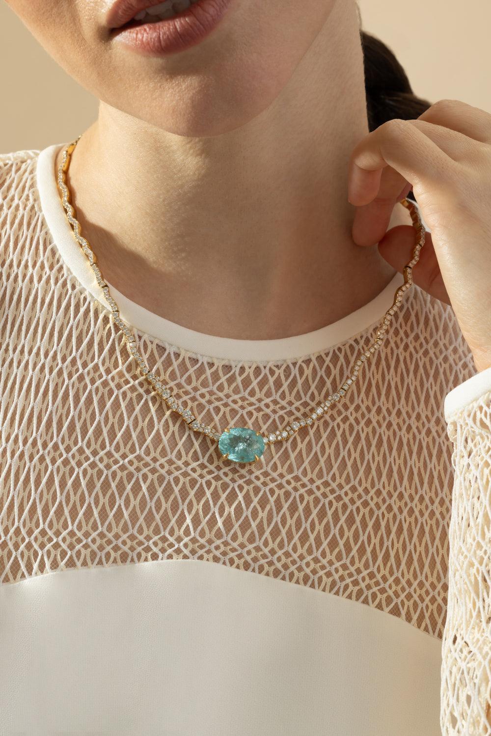 Paraiba Diamond Rio Necklace-YLLWGOLD-JEWELRYFINE JEWELNECKLACE O-GRAZIELA