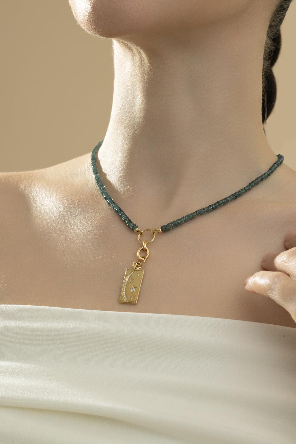 Green Sapphire Design Your Own Charm Chain Necklace-YELLOW GOLD-18-JEWELRYFINE JEWELNECKLACE O-MONICA RICH KOSANN