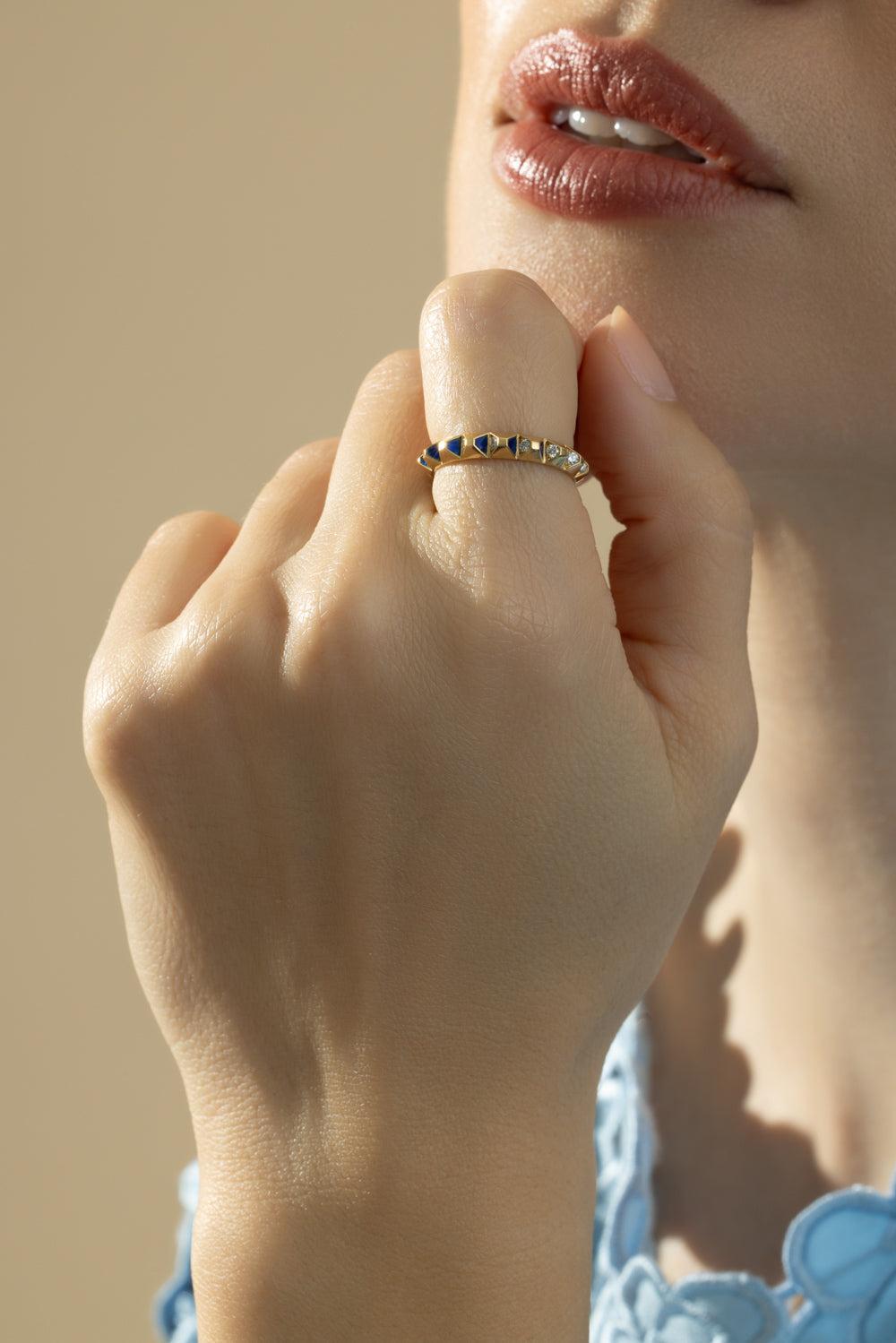 Diamond Navy Spike Ring-YELLOW GOLD-6.25-JEWELRYFINE JEWELRING-CICADA