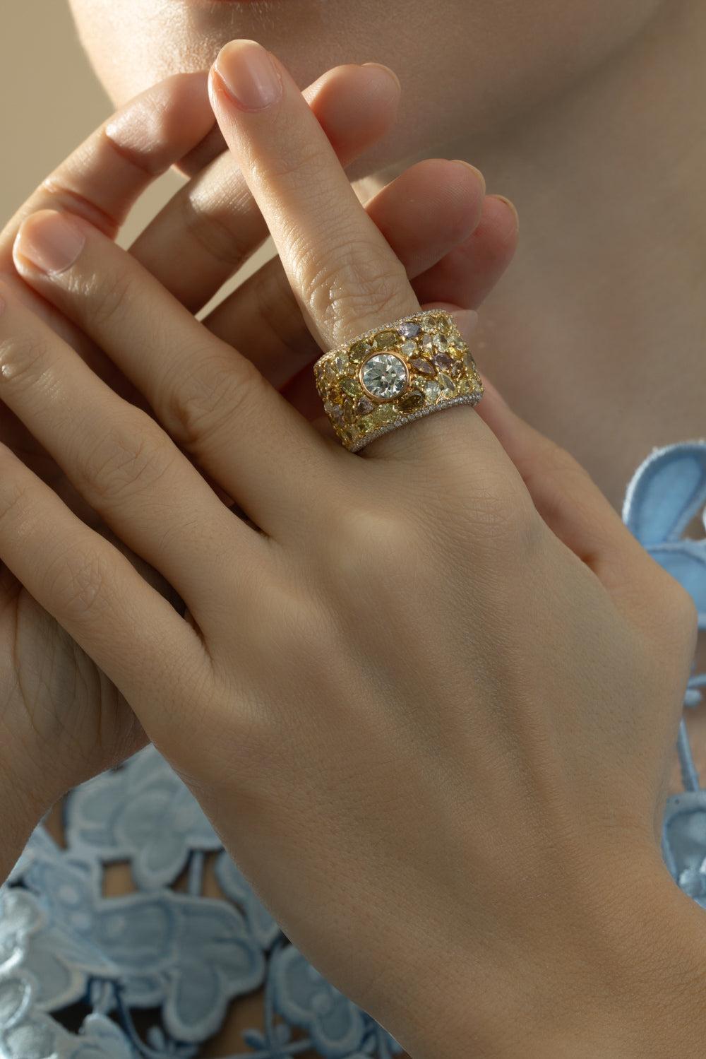 Fancy Diamond Center Ring-YELLOW GOLD-6.5-JEWELRYFINE JEWELRING-CICADA