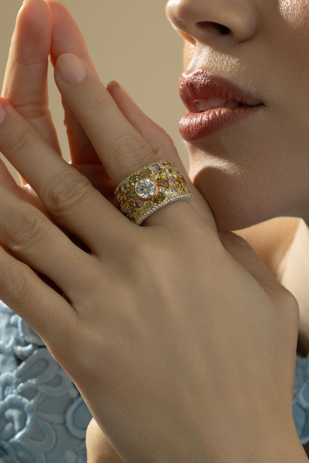 Fancy Diamond Center Ring-YELLOW GOLD-6.5-JEWELRYFINE JEWELRING-CICADA