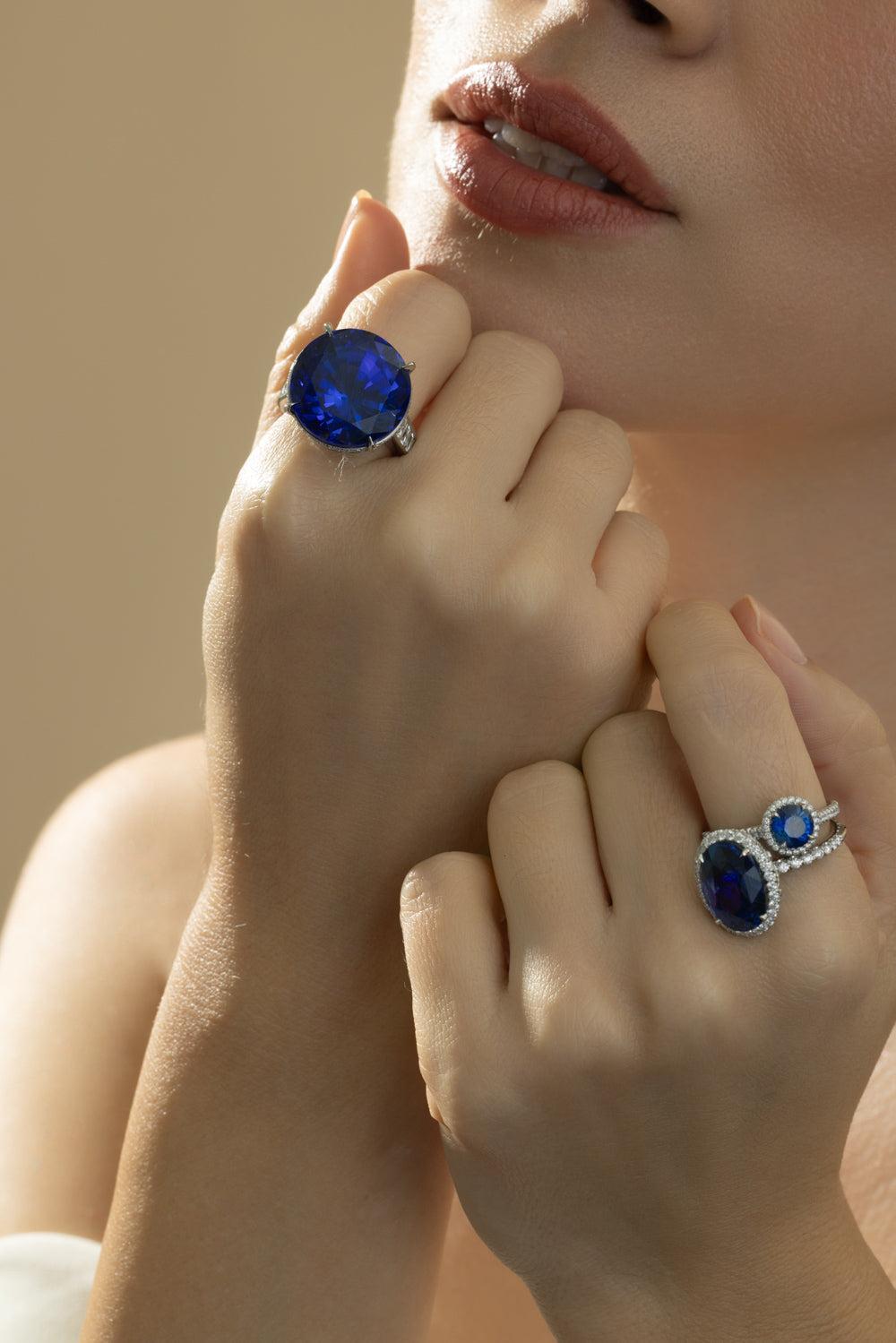 Sapphire Gemset Ring-PLATINUM-7.5-JEWELRYFINE JEWELRING-CICADA