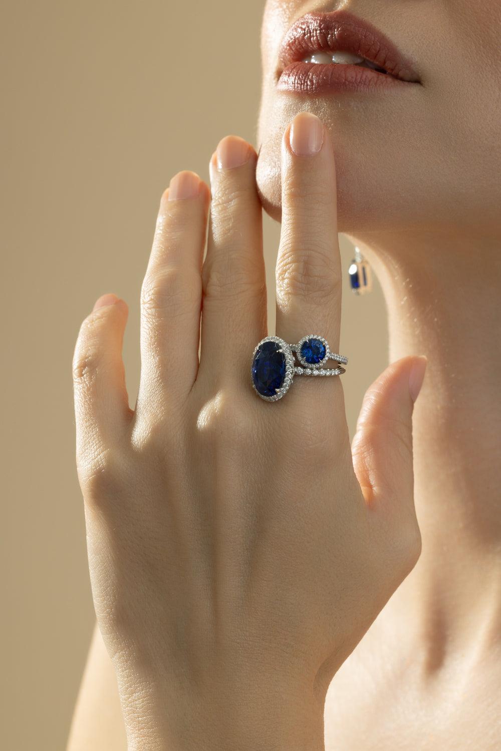 Sapphire Gemset Ring-PLATINUM-7.5-JEWELRYFINE JEWELRING-CICADA