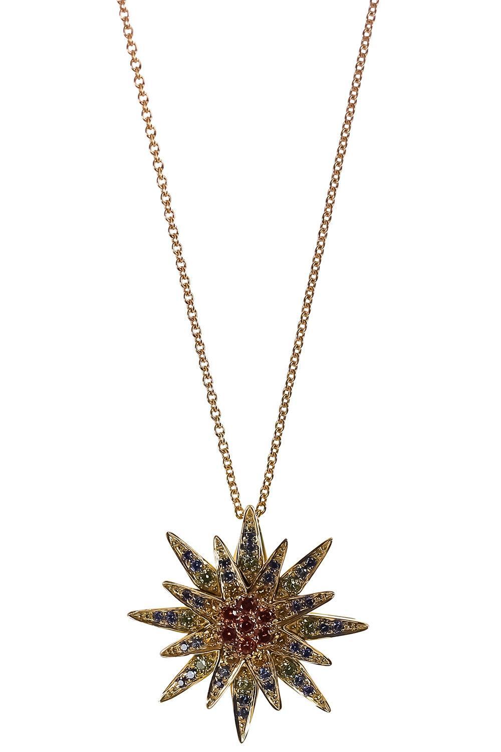 Multi Sapphire Star Necklace-YELLOW GOLD-JEWELRYFINE JEWELNECKLACE O-LISA NIK