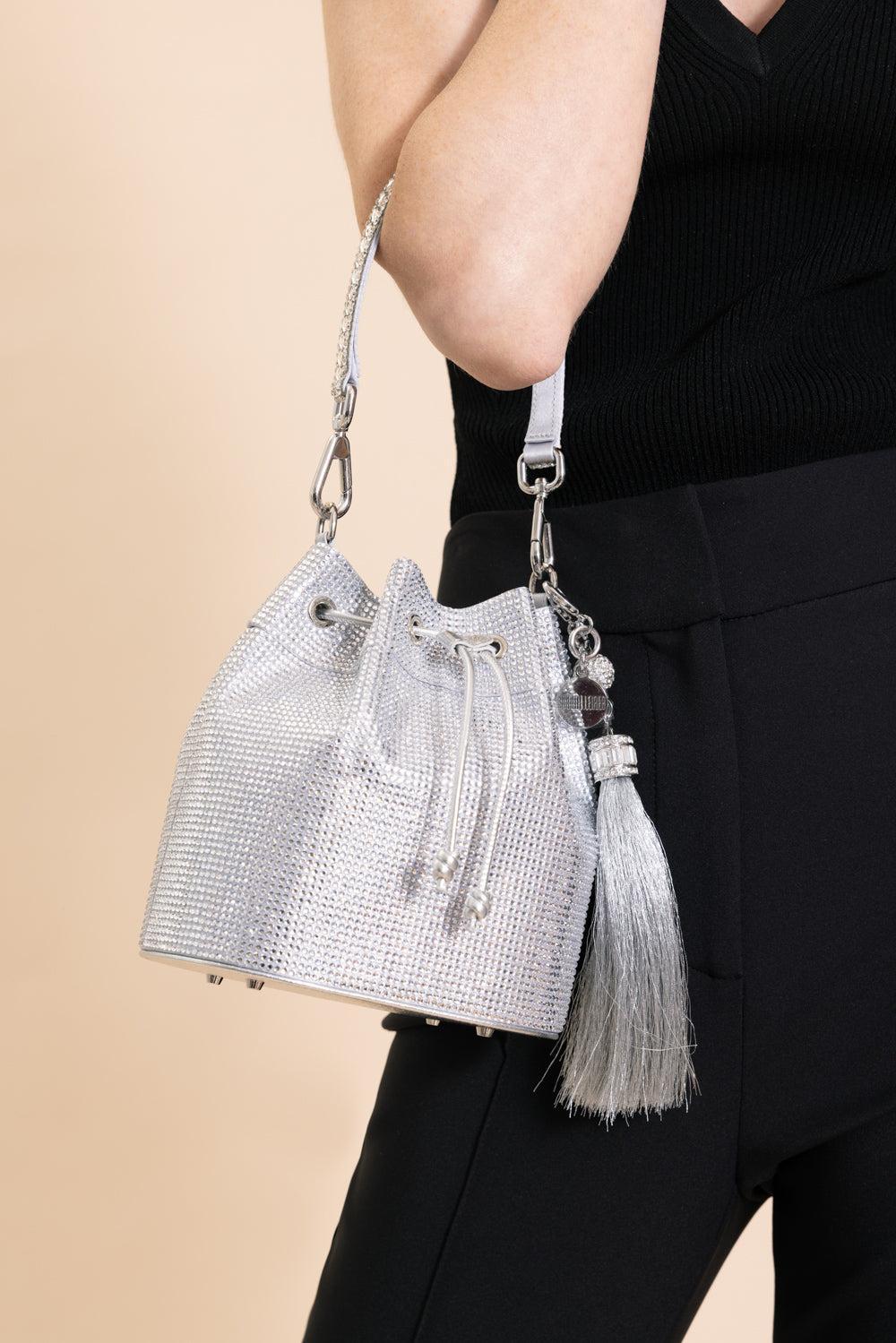 Piper Fullbead Bucket Bag-SILRHINE-O/S-HANDBAGTOP HANDLE-JUDITH LEIBER