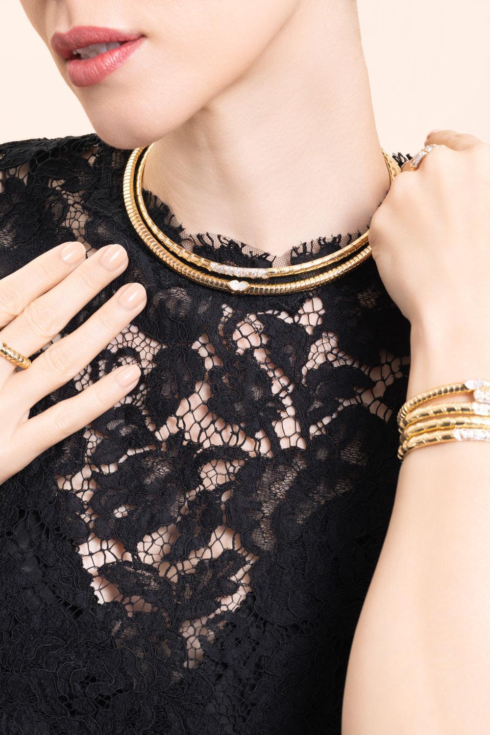 Diamond Trisolina Collar Necklace-YELLOW GOLD-MEDIUM-JEWELRYFINE JEWELNECKLACE O-MARINA B