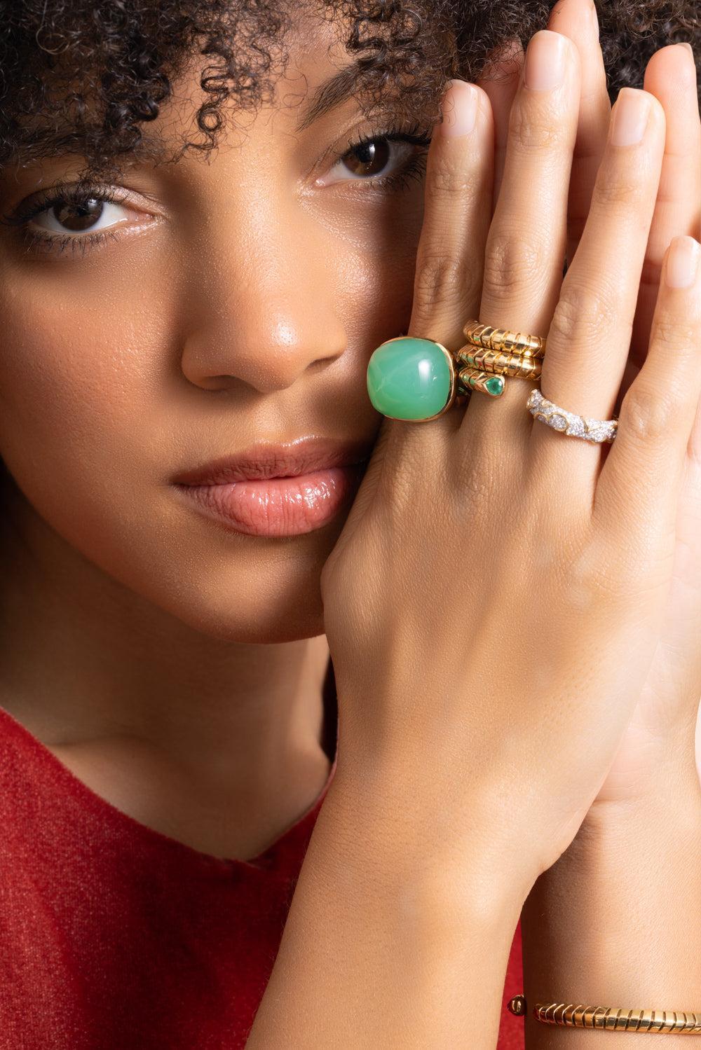 Emerald Trisola Spiral Ring-YELLOW GOLD-6.5-JEWELRYFINE JEWELRING-MARINA B