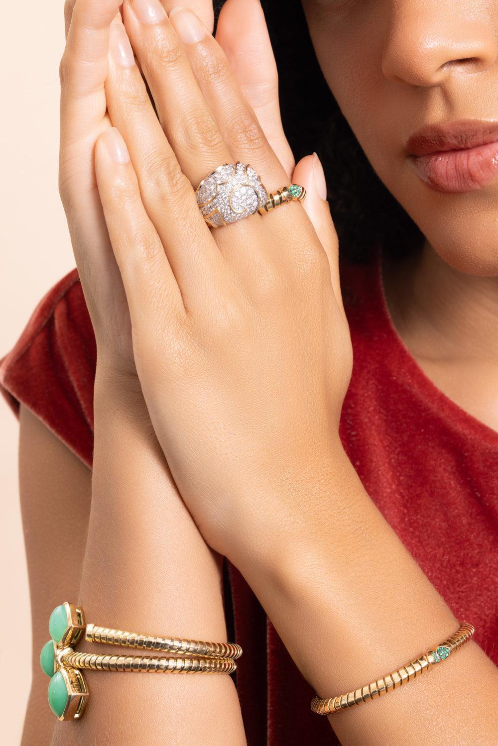 Diamond Onda Bombe Ring-YELLOW GOLD-6.5-JEWELRYFINE JEWELRING-MARINA B