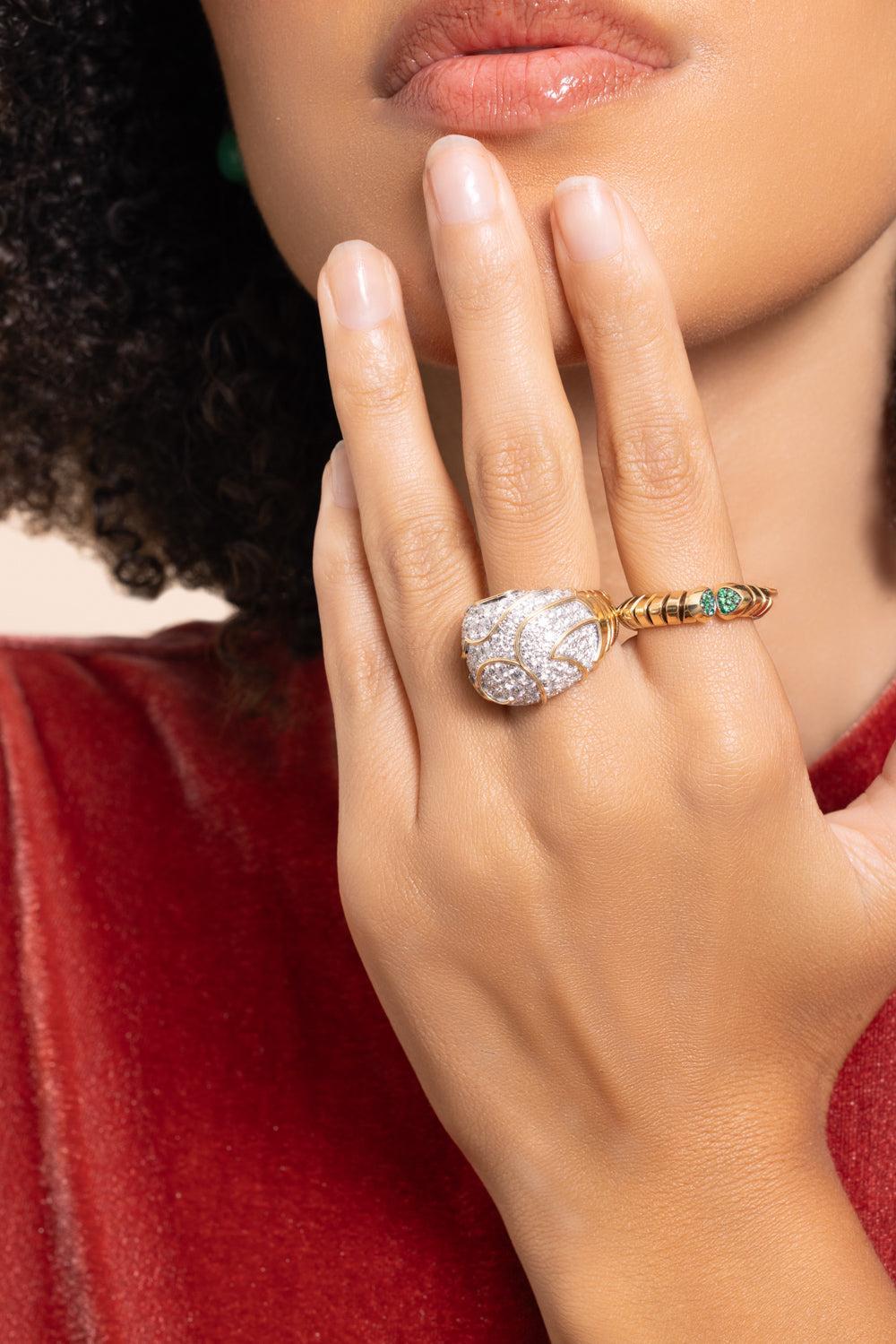 Emerald Trisolina Ring-YELLOW GOLD-6-JEWELRYFINE JEWELRING-MARINA B