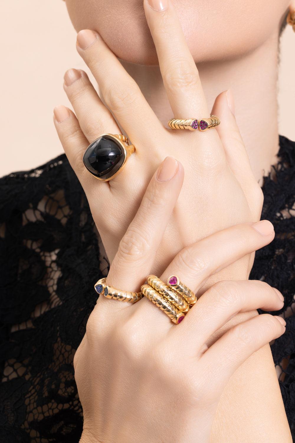 Black Spinel Tigella Ring-YELLOW GOLD-7-JEWELRYFINE JEWELRING-MARINA B