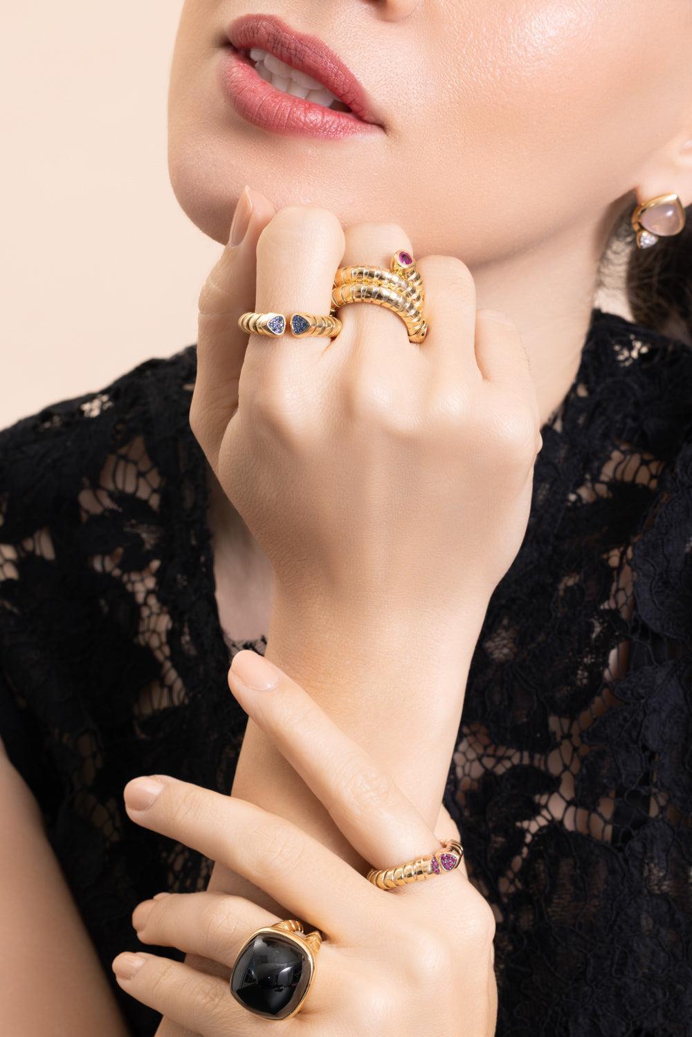 Blue Sapphire Trisolina Ring-YELLOW GOLD-6-JEWELRYFINE JEWELRING-MARINA B