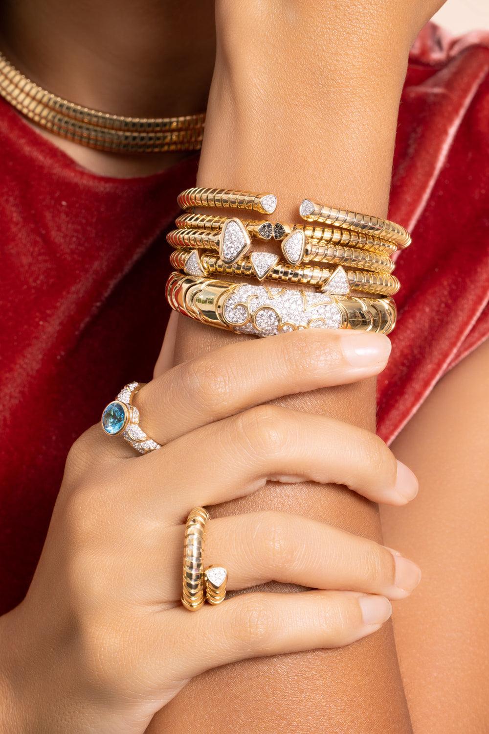 Diamond Trisolina Bracelet-YELLOW GOLD-MEDIUM-JEWELRYFINE JEWELBRACELET O-MARINA B