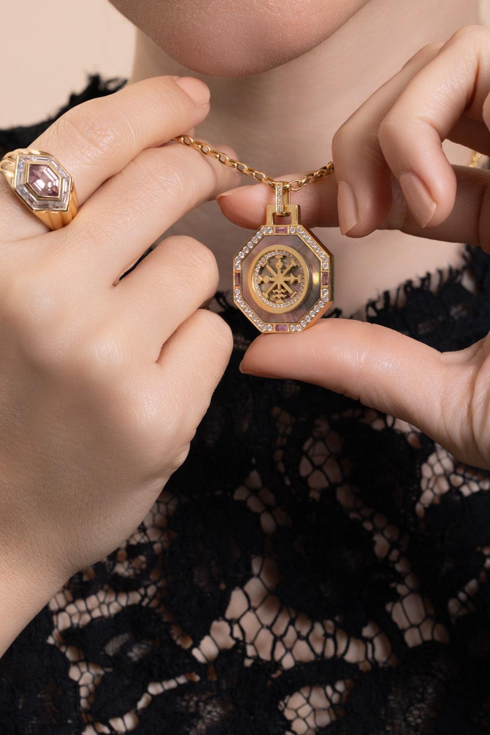 Ruota Wheel Pendant-YELLOW GOLD-JEWELRYFINE JEWELPENDANT-SORELLINA