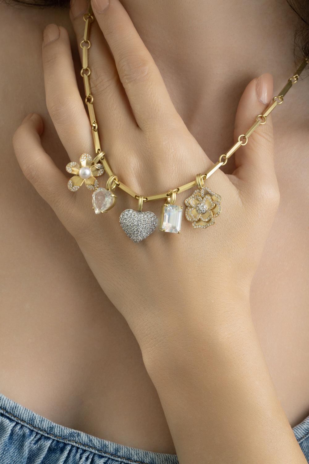 Diamond Heart Pendant-YELLOW GOLD-JEWELRYFINE JEWELPENDANT-IRENE NEUWIRTH JEWELRY