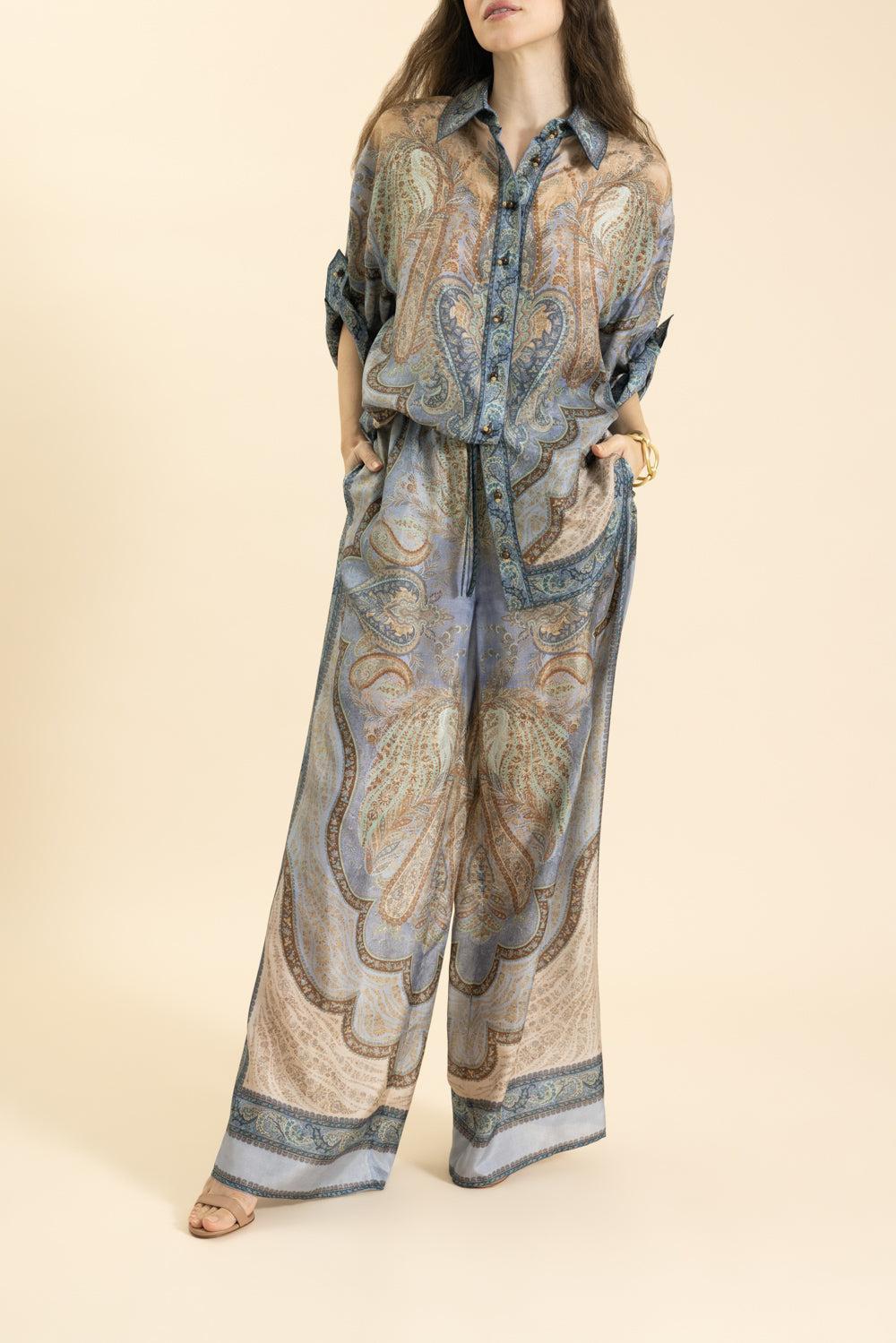 Wanderlust Short Sleeve Shirt-BLUE-0-CLOTHINGTOPBLOUSE-ZIMMERMANN