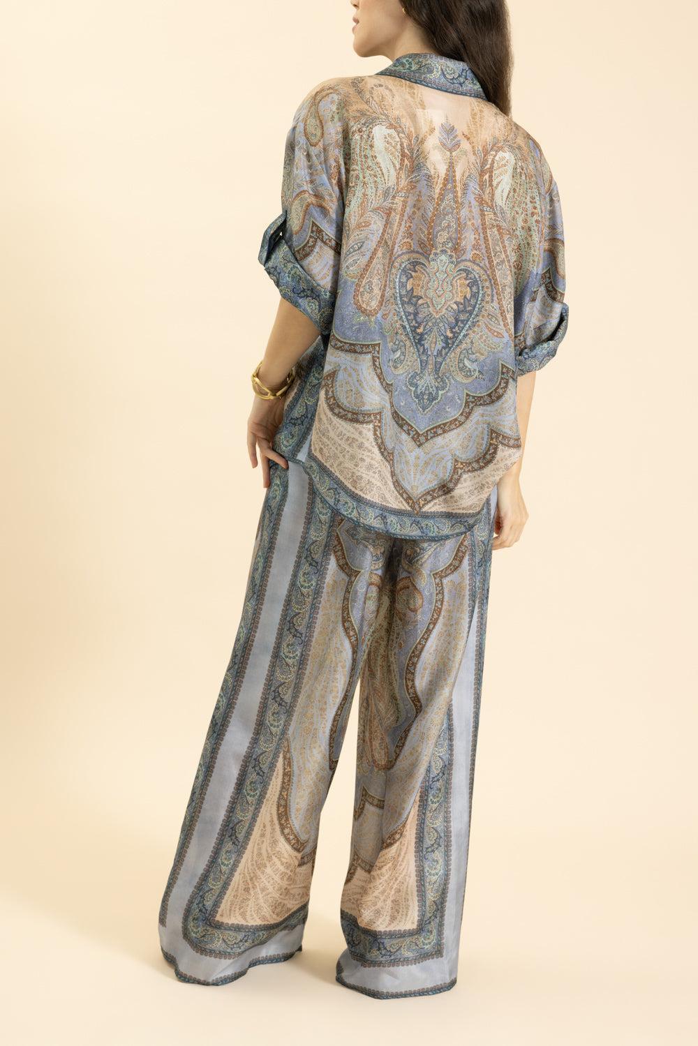 Wanderlust Short Sleeve Shirt-BLUE-0-CLOTHINGTOPBLOUSE-ZIMMERMANN