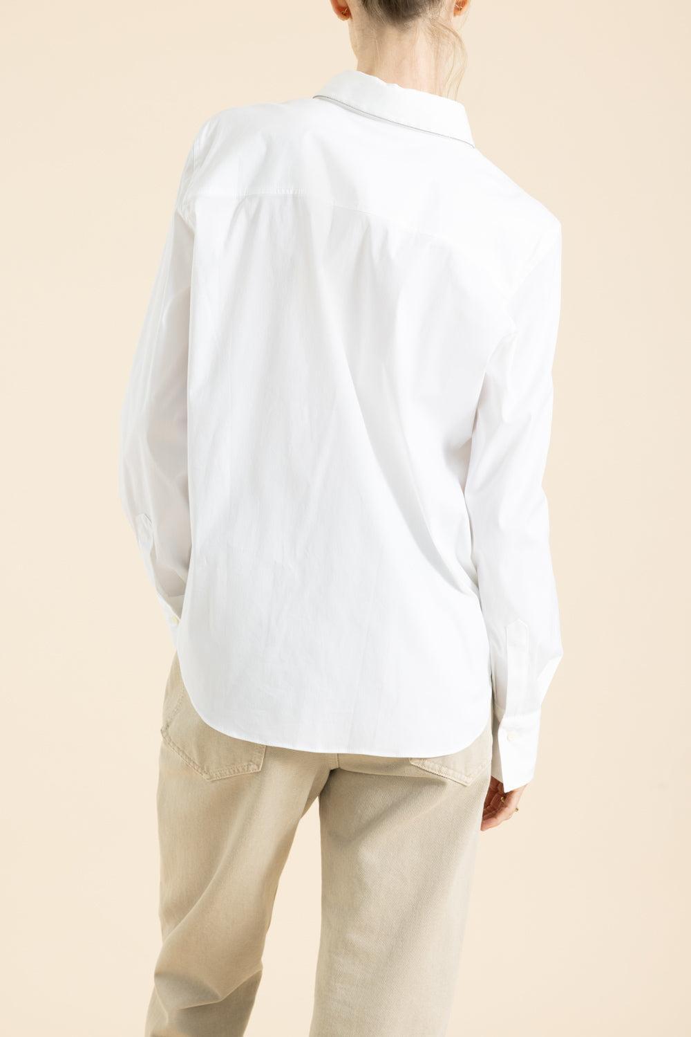 Longsleeve Cotton Poplin Shirt - White-WHITE-XS-CLOTHINGTOPBLOUSE-BRUNELLO CUCINELLI