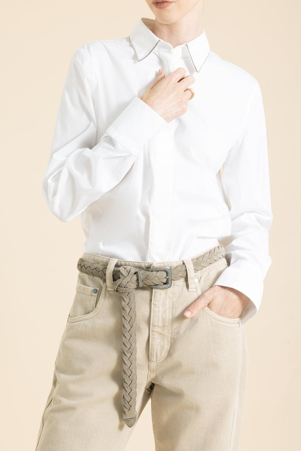 Longsleeve Cotton Poplin Shirt - White-WHITE-XS-CLOTHINGTOPBLOUSE-BRUNELLO CUCINELLI